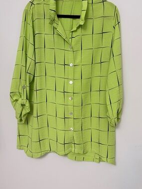 John Mark Lime Green Windowpane Button-Down Shirt